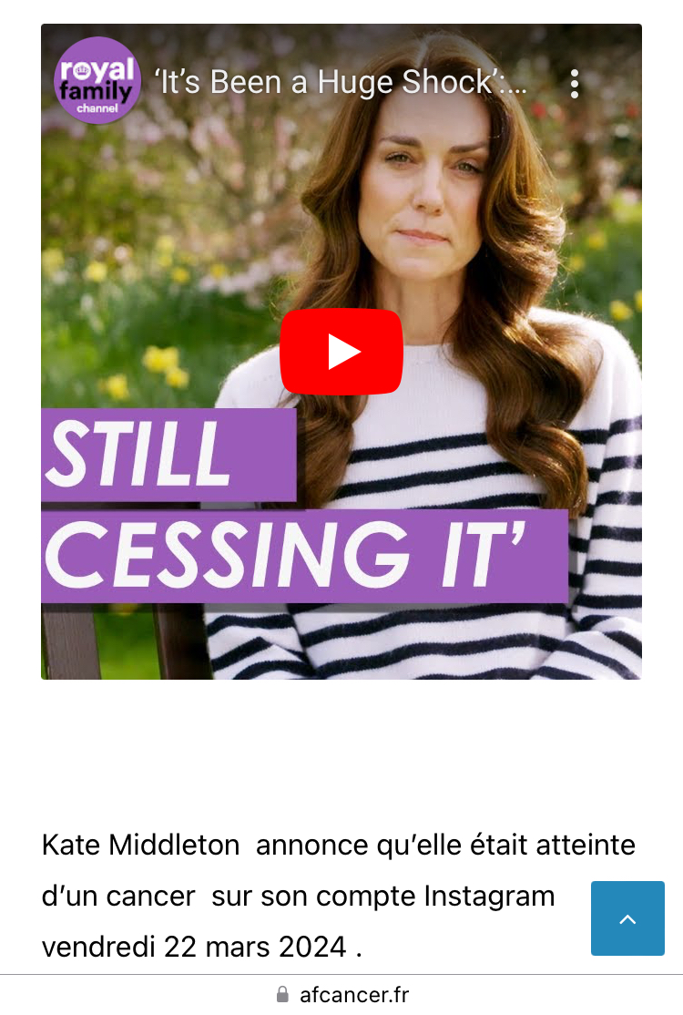Kate Middleton  annonce qu’elle était atteinte d’un cancer