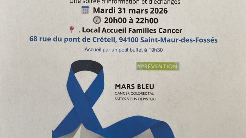 À noter dans vos agendas !  Table ronde d’information sur le cancer colorectal   Mardi 31 mars 2026  À 20h00